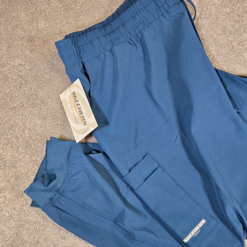Skechers by Barco Pants Womens 3XL Navy Scrub Cargo‎ Drawstring Stretch Wicking